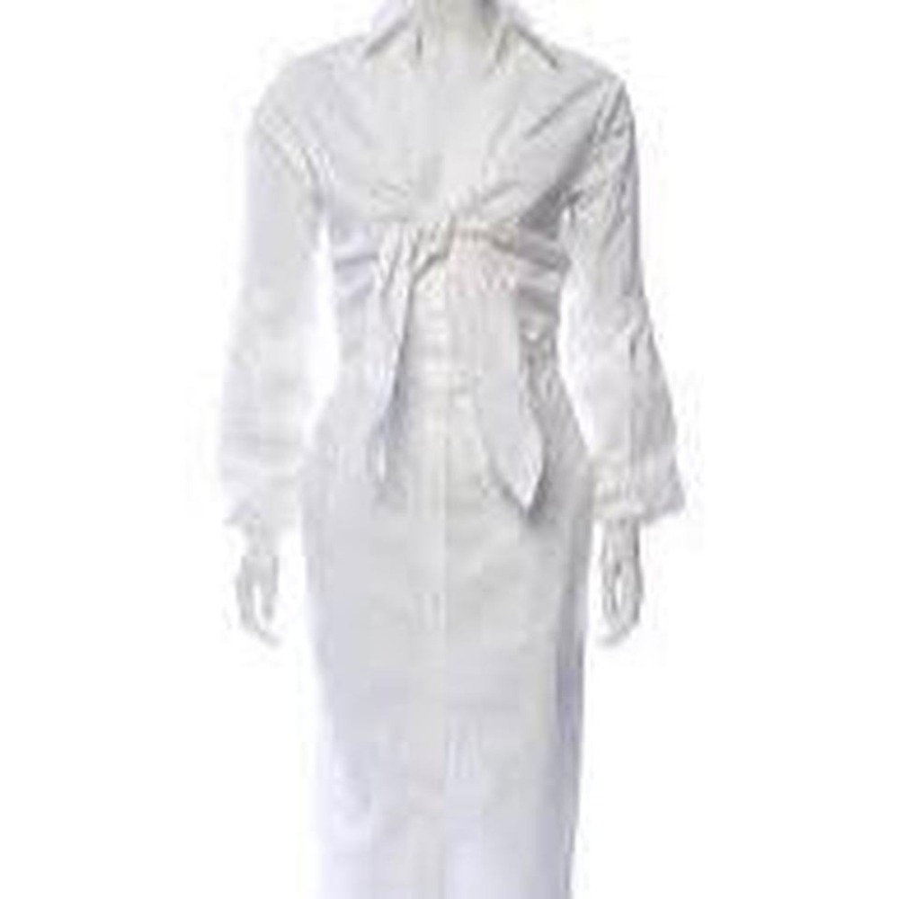 Johanna Ortiz White Coyotero size 2 cotton shirt dress with 100% silk interior